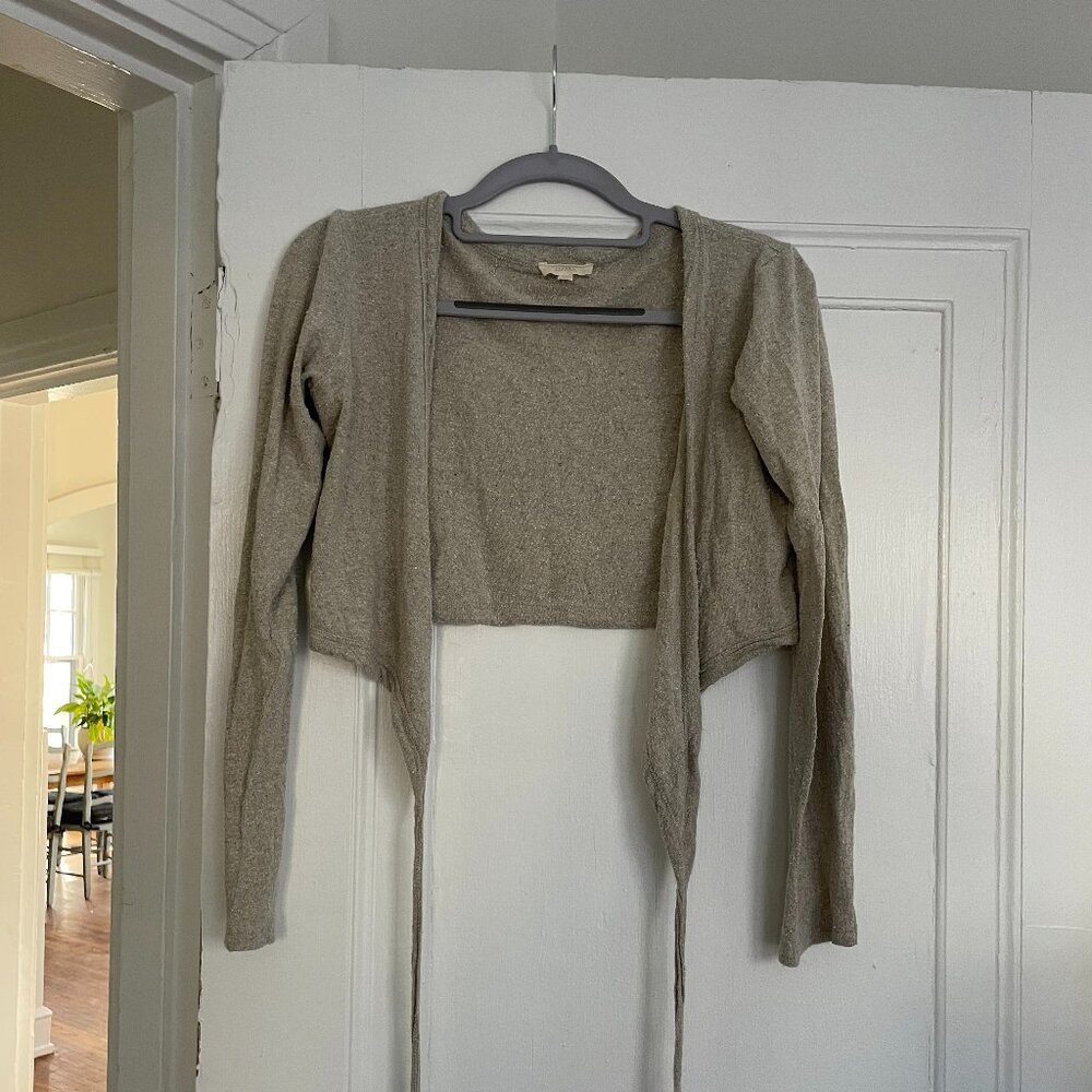 OZMA Beige Open Front Cardigan